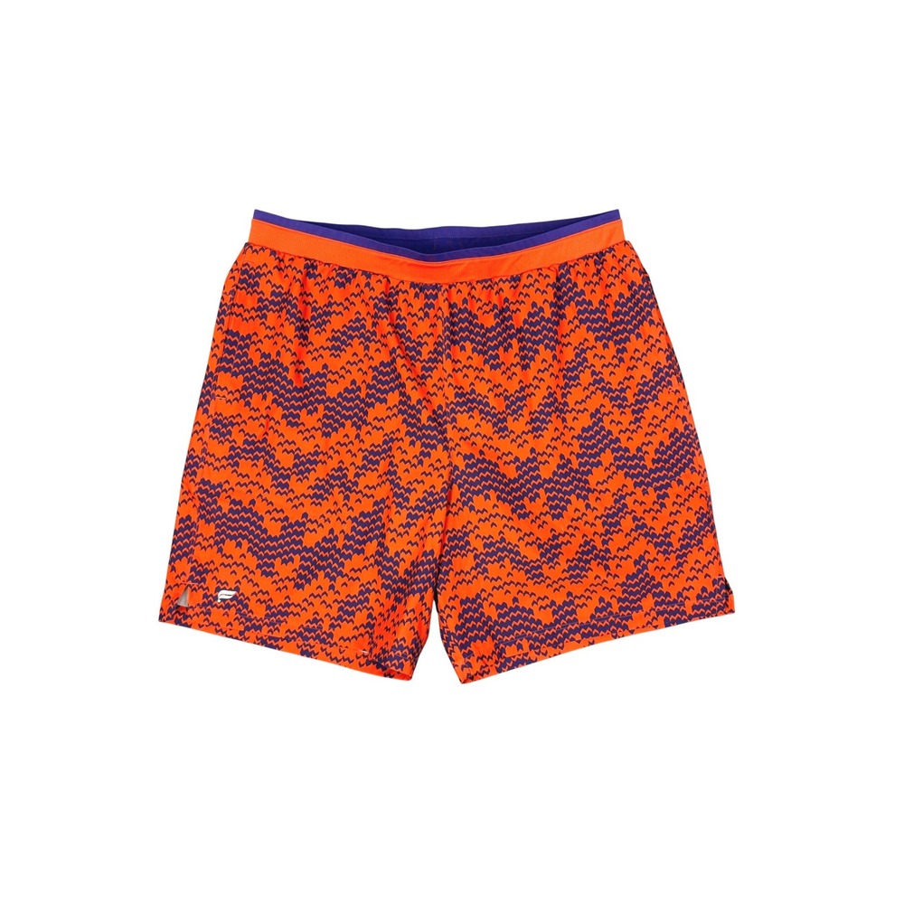 Fabletics Fundamental Shorts Orange Snow Glitch Men Size XL Athletic Performance